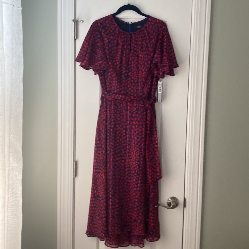Navy Pink Dot Dress